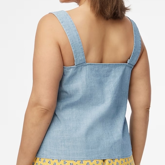 NWT J Crew Chambray squareneck tank top Size XXS - Picture 6 of 7